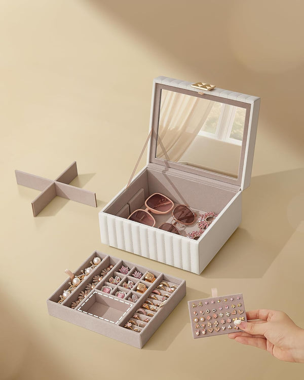 2-Tier Jewellery Box with Mirror & Removable Tray - Karrari