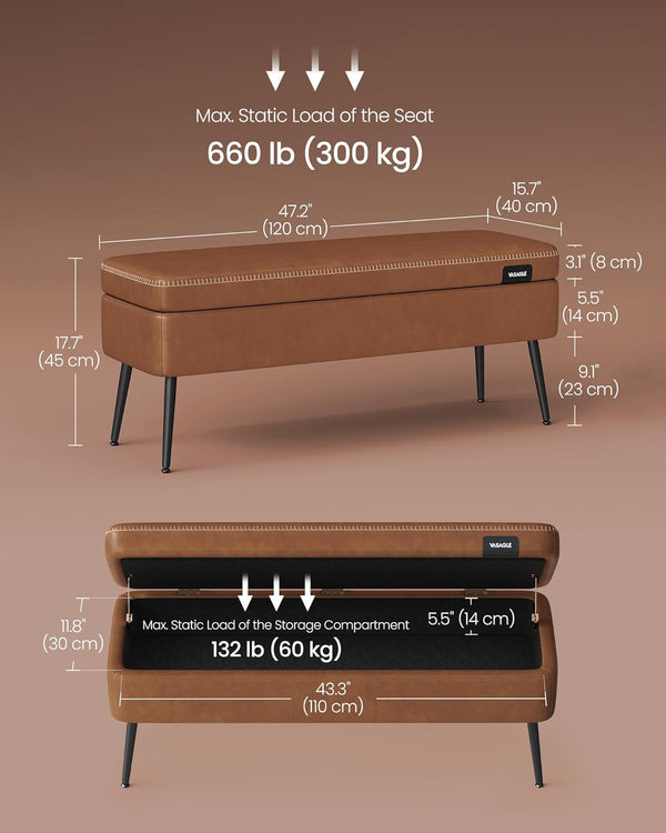 Mid-Century Modern Storage Ottoman Bench - Karrari