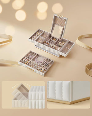 Jewellery Box with Drawer, Mirror & PU Finish - Karrari