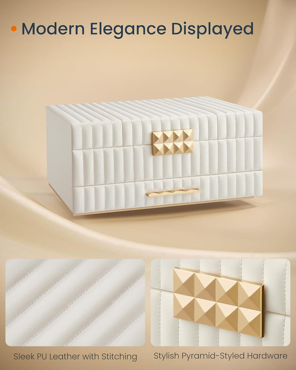 Jewellery Box with Drawer, Mirror & PU Finish - Karrari