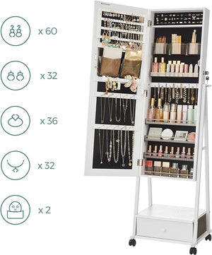 Lockable Jewellery Cabinet - Full-Length Mirror & Drawer - Karrari