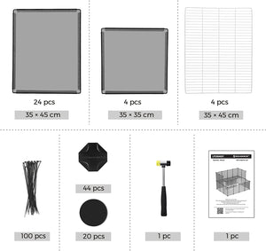 Modular Small Animal Enclosure Fence (Grey) - Karrari