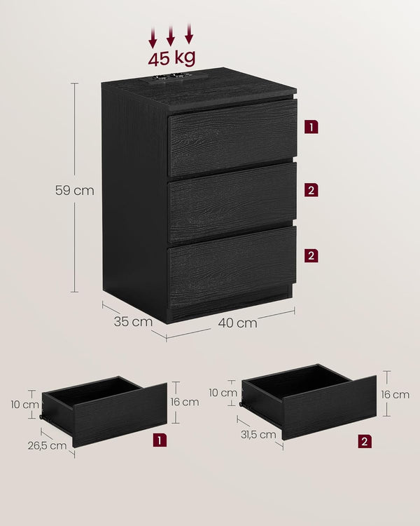 2-Piece Bedside Tables – Drawers & Charging Ports - Karrari