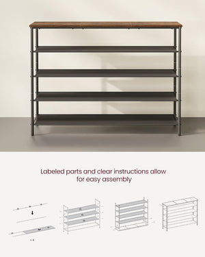 Steel Frame Shoe Storage Rack with 4 Fabric Shelves - Karrari