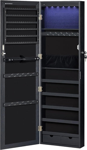 Lockable LED Mirror Jewellery Cabinet – Wall Mounted - Karrari