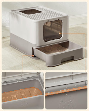 Cat Litter Tray with Lid & Scoop (Leak-Proof) - Karrari