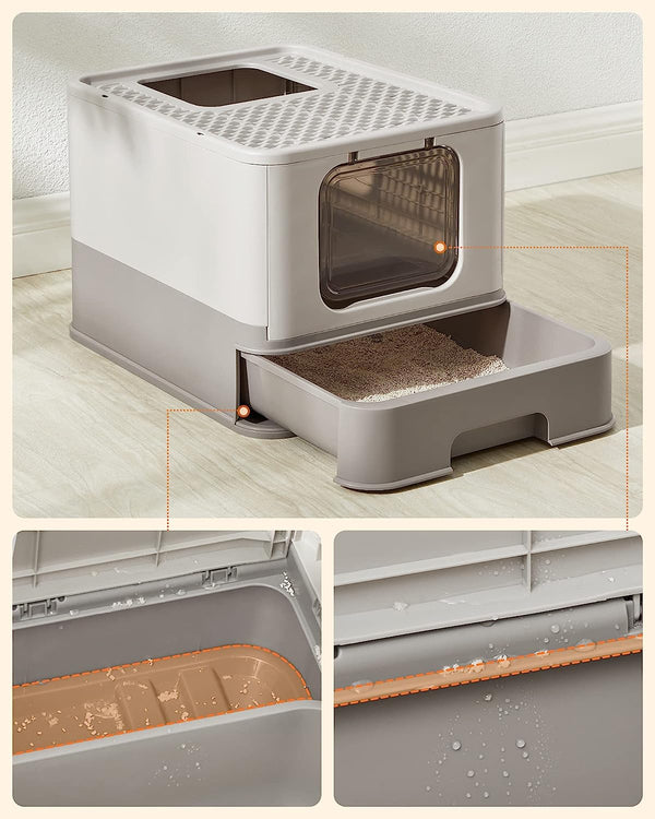 Cat Litter Tray with Lid & Scoop (Leak-Proof) - Karrari