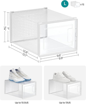 Pack of 12 Clear Stackable Plastic Shoe Storage Boxes - Karrari
