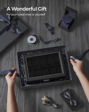 2-Tier Lockable Watch Box with Glass Lid & Drawer - Karrari