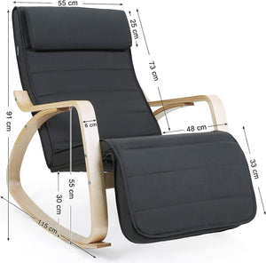 Rocking Chair with Adjustable Footrest - Dark Grey - Karrari