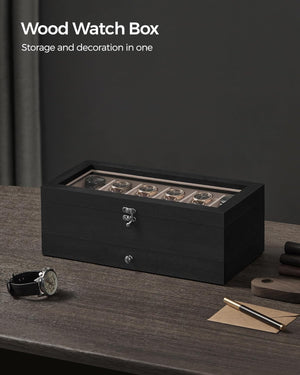 12-Slot 2-Tier Wooden Watch Box - Glass Lid - Karrari