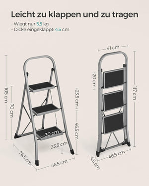 3-Step Folding Stepladder (150kg Capacity) - Karrari