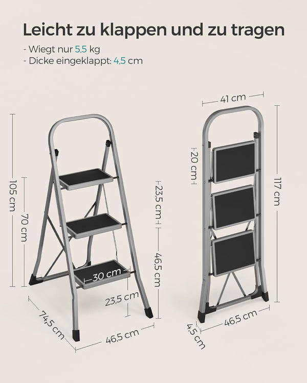 3-Step Folding Stepladder (150kg Capacity) - Karrari