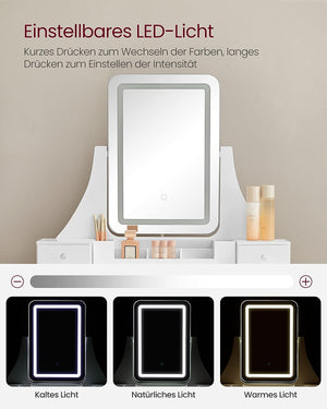 Dressing Table with LED Mirror, Stool & Storage - Karrari