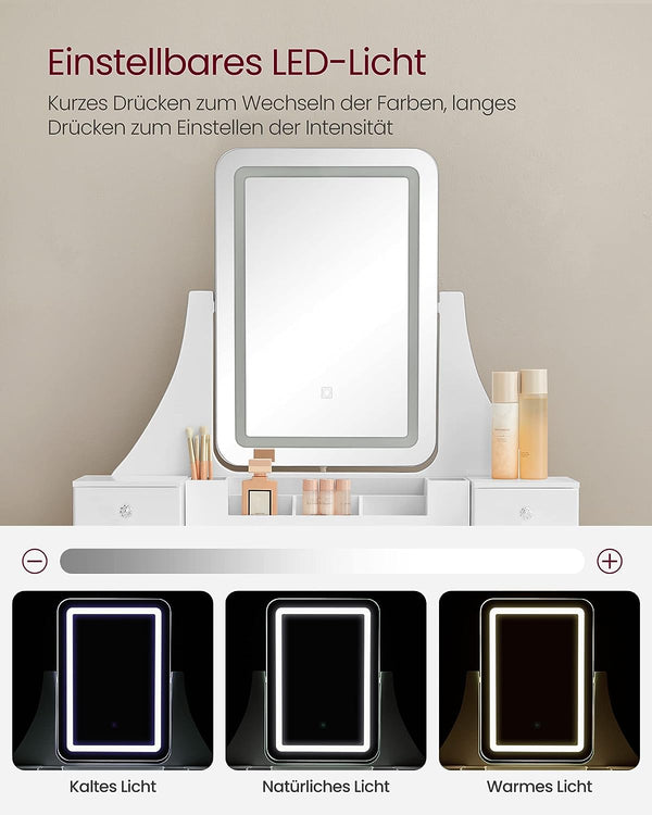 Dressing Table with LED Mirror, Stool & Storage - Karrari