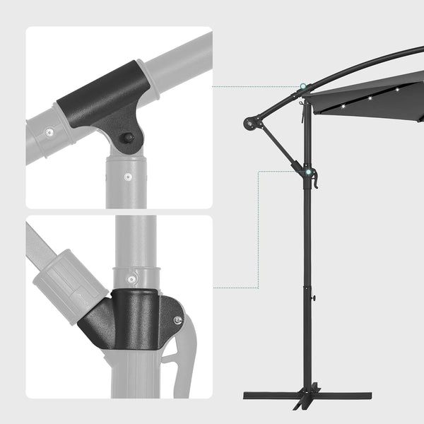 Garden Sunshade Parasol – 3m with LED & Base - Karrari