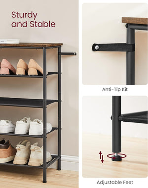 Steel Frame Shoe Storage Rack with 4 Fabric Shelves - Karrari