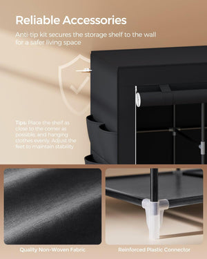 Clothes Storage Wardrobe with 4 Rails & Shelves - Karrari