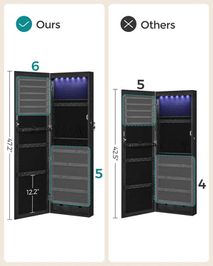 Lockable LED Mirror Jewellery Cabinet – Wall Mounted - Karrari