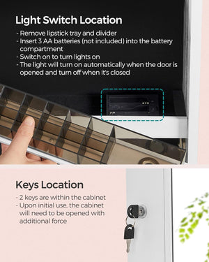 Full-Length LED Mirror Jewellery Cabinet Armoire - Karrari