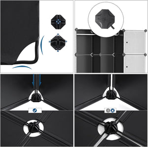 Portable Wardrobe Closet with Rails – Black - Karrari