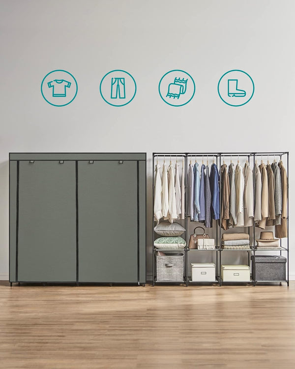 Portable Fabric Wardrobe - Shelves & Side Pockets - Karrari