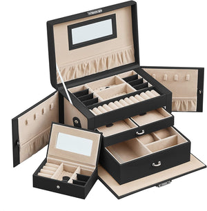 3-Layer Lockable Jewellery Box with Handle & 2 Drawers - Karrari