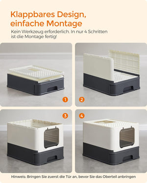 Cat Litter Tray with Lid & Scoop (Leak-Proof) - Karrari