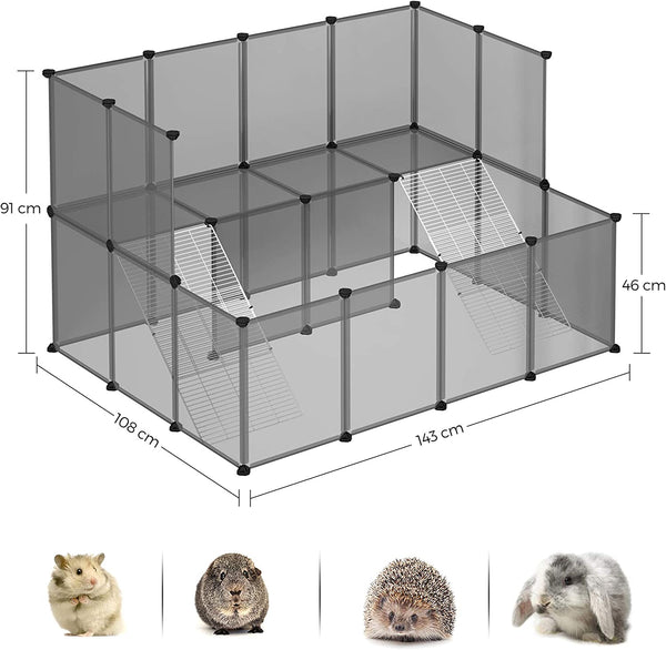 Modular Small Animal Enclosure Fence (Grey) - Karrari