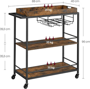 Serving Trolley with Removable Tray & Wheels - Karrari