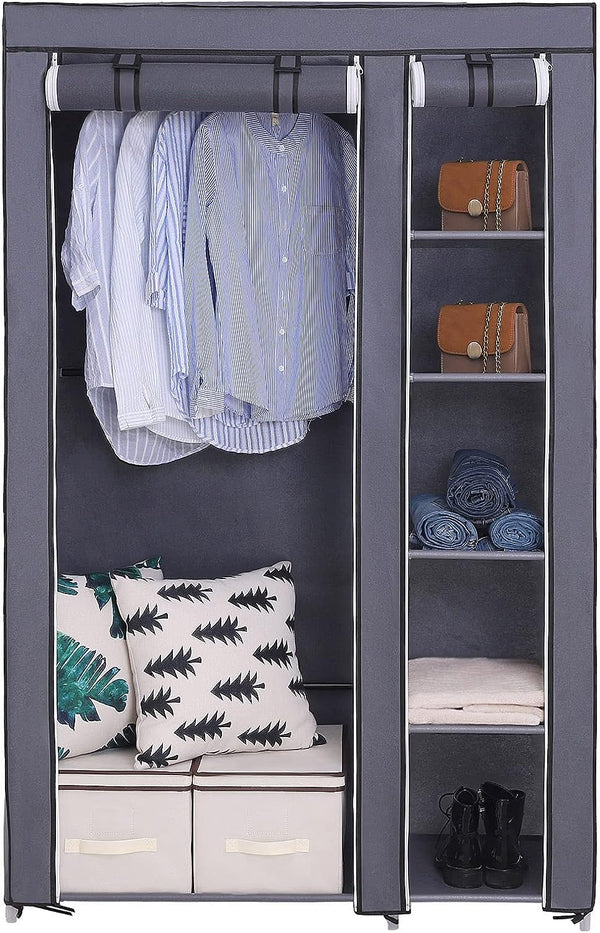 Portable Fabric Wardrobe - Hanging Rail & Shelves - Karrari