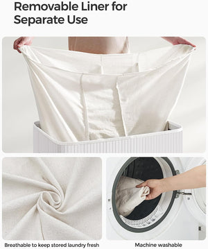 150L 3-Section Foldable Laundry Hamper - Lid & Handles - Karrari