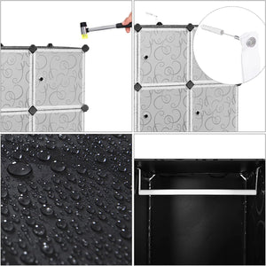 Portable Wardrobe Closet with Rails – Black - Karrari