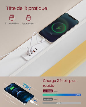 Double Bed Frame with Drawers & LED - Karrari