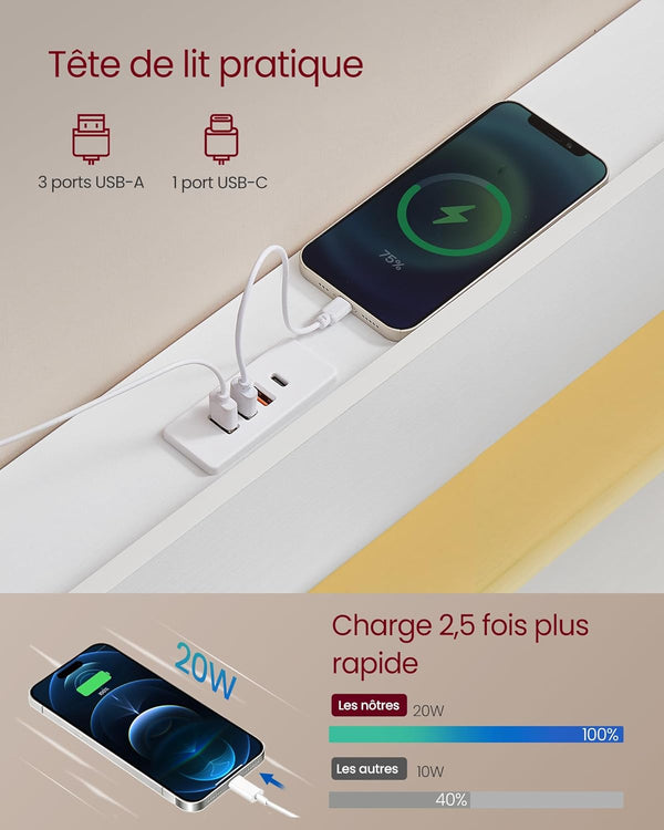 Double Bed Frame with Drawers & LED - Karrari