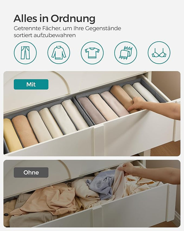 Set of 4 Wardrobe Drawer Organisers - 6 Compartments - Karrari