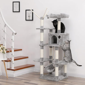 Light Grey Cat Tree with Scratching Post & Hammock - Karrari