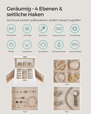 4-Level Jewellery Box with Mirror, Lock & 3 Drawers - Karrari
