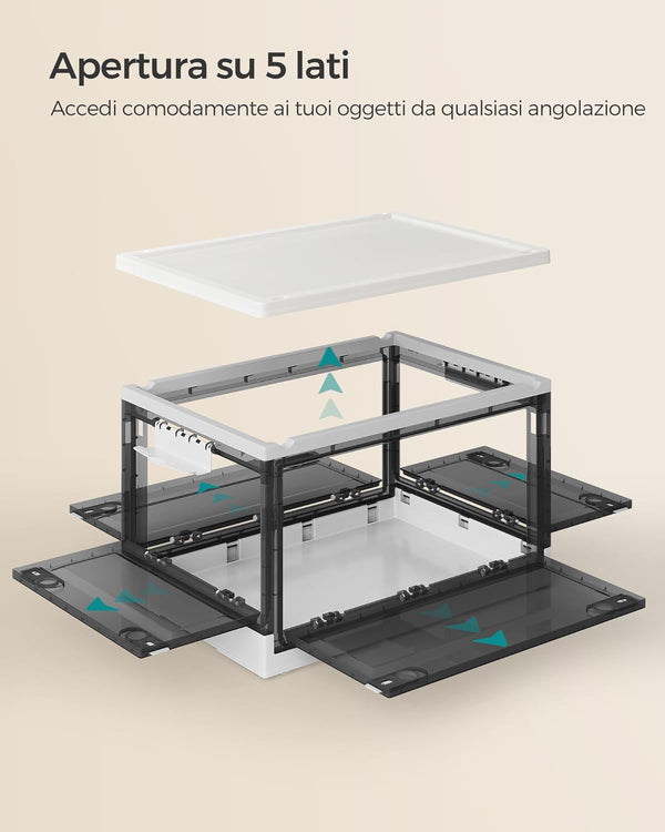 Foldable Plastic Storage Box with Lid & 5 Doors - Karrari
