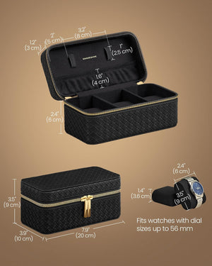 3-Slot Watch Travel Case – PU Leather - Karrari