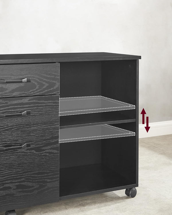 Rolling File Cabinet with 3 Drawers & Wheels - Karrari