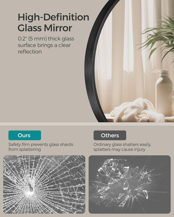 Round Wall Mirror - Black Metal Frame - Karrari