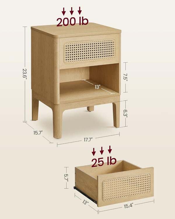 Rattan Bedside Table with Drawer - Karrari