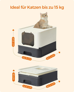 Cat Litter Tray with Lid & Scoop (Leak-Proof) - Karrari