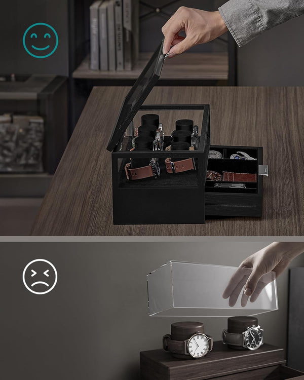 2-Tier Wooden Watch Case - Drawer & Velvet Lining - Karrari