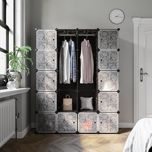 Portable Wardrobe Closet with Rails – Black - Karrari