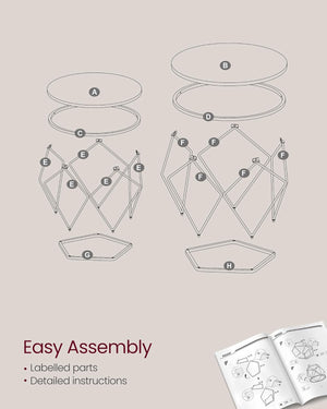 2-Piece Round Coffee Tables with Removable Tops - Karrari