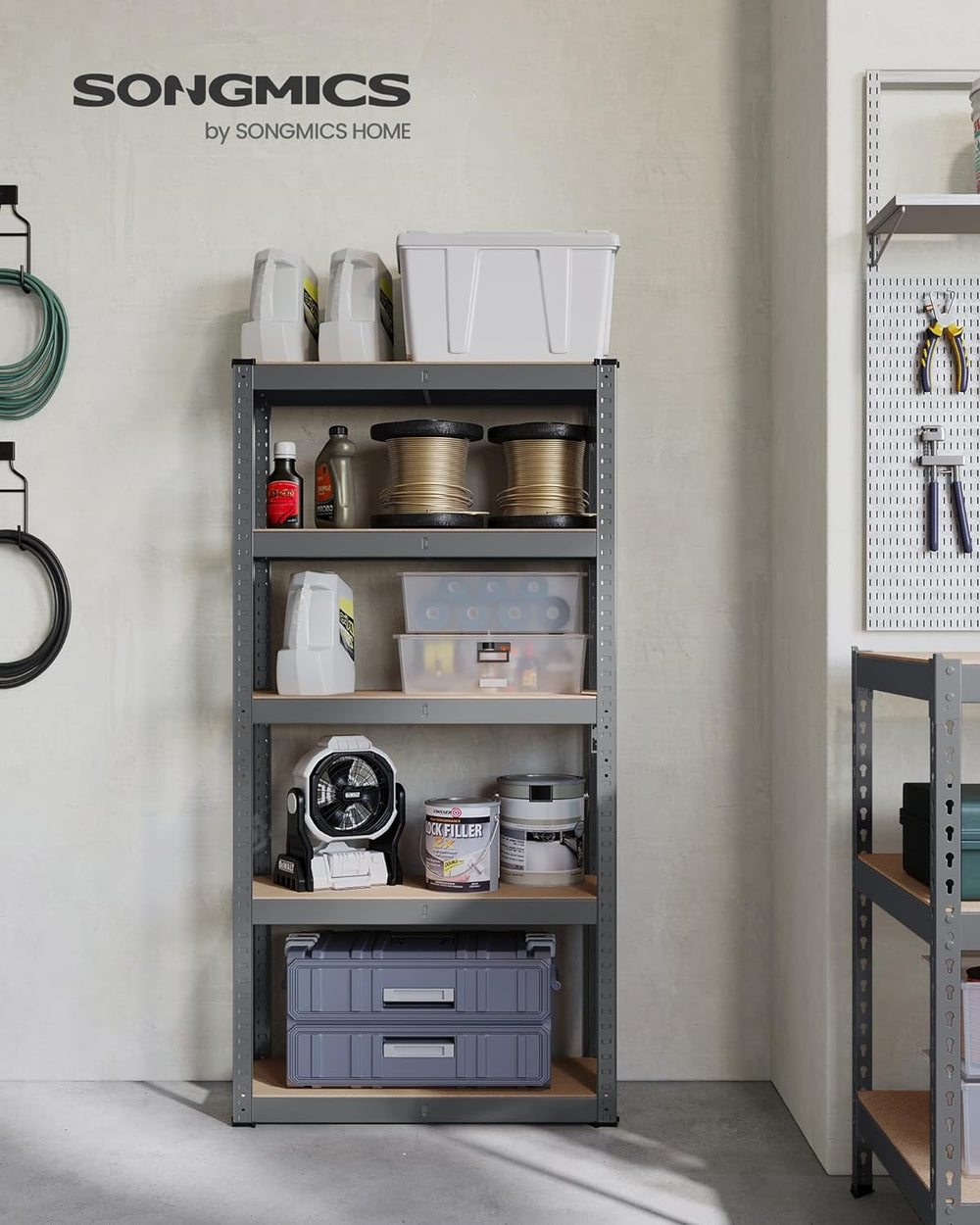 Heavy-Duty Storage Shelf - 5 Adjustable Steel Shelves (30x75x150cm) - Karrari