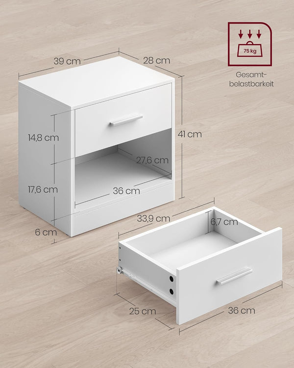 Bedside Table with Drawer & Shelf - Karrari