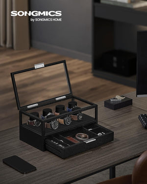 2-Tier Wooden Watch Case - Drawer & Velvet Lining - Karrari